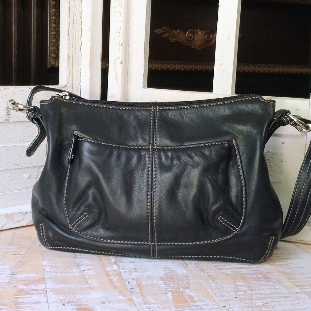 Tignanello Y2K Super Soft Black Leather Perfect Pockets Slouch Hobo Shoulder Bag
